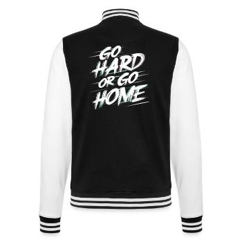 Motivationsdesign Tu es - zieh es durch oder gehe - College-Sweatjacke - Schwarz/Weiß - Hinten - Marisol (170cm)