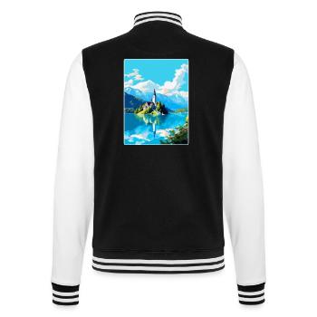 Bleder See Slowenien Vintage Reise Poster Souvenir - College-Sweatjacke - Schwarz/Weiß - Hinten - Marisol (170cm)