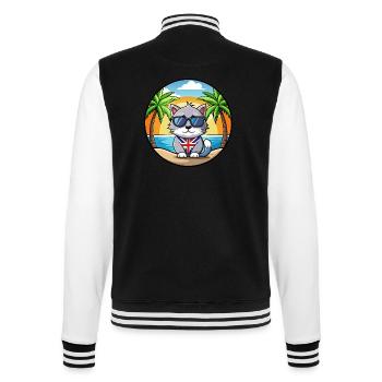 British Silver Cat Breed Cartoon Sunglasses Beach - College Sweat Jacket - black/white - Back - Marisol (170cm)