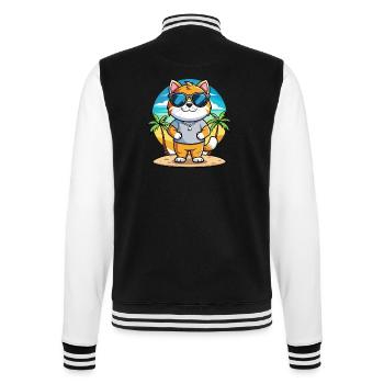 Britische Falte Kurzhaar Katzenrasse Cartoon Strand - College-Sweatjacke - Schwarz/Weiß - Hinten - Marisol (170cm)