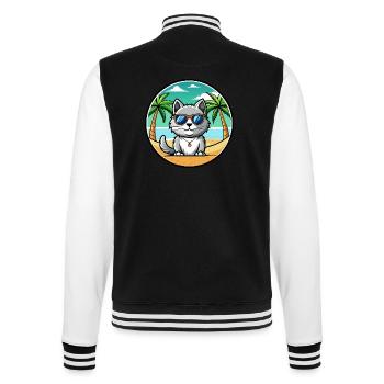 British Silver Cat Breed Cartoon Sunglasses Beach - College Sweat Jacket - black/white - Back - Marisol (170cm)