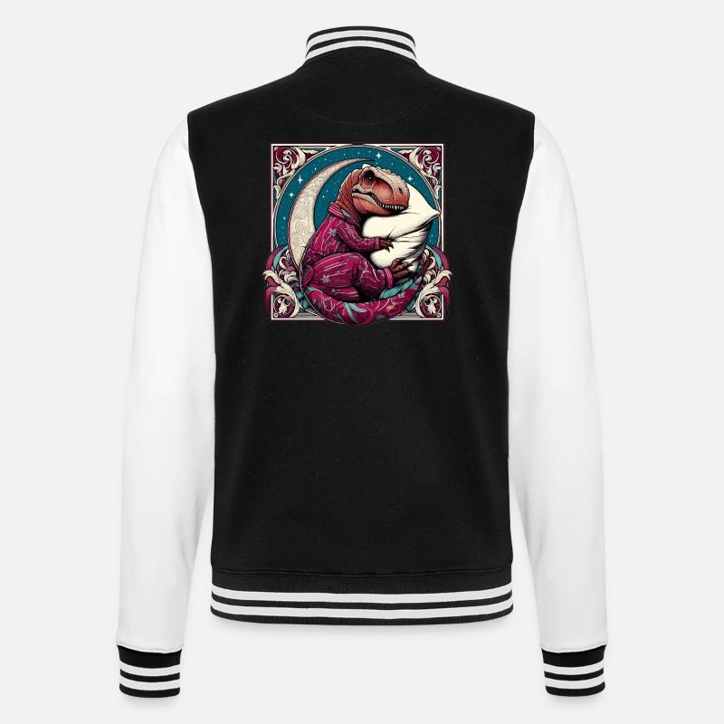 T-Rex Sleeping Hobby Gift - College Sweat Jacket - black/white