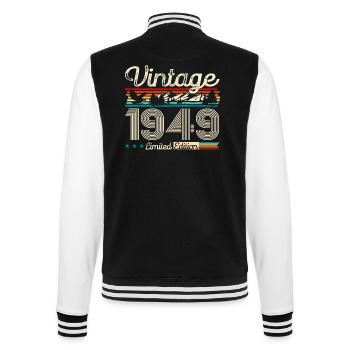 75th Birthday Legend October 1949 Volume 49 - College Sweat Jacket - black/white - Back - Marisol (170cm)