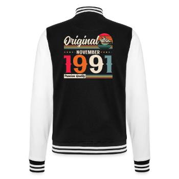 33rd Birthday Original November Vintage 1991 - College Sweat Jacket - black/white - Back - Marisol (170cm)