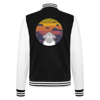 Schaf Sonnenuntergang Vintage Geschenk - College-Sweatjacke - Schwarz/Weiß - Hinten - Marisol (170cm)