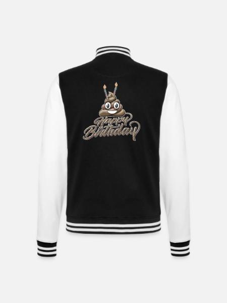 Alles Gute zum Geburtstag Kacke mit zwei Kerzen - College-Sweatjacke - Schwarz/Weiß