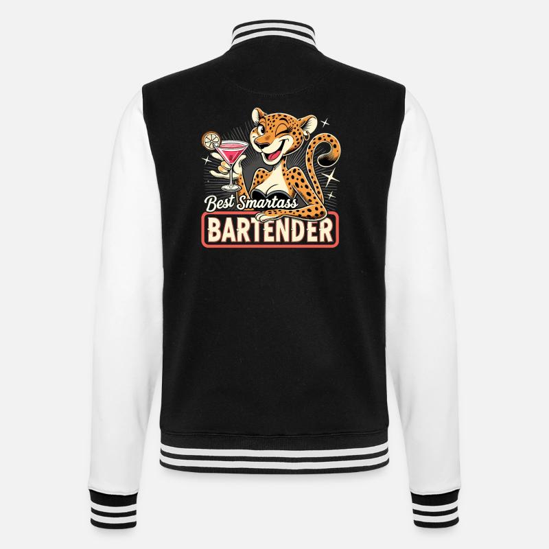 Barkeeperin Barfrau Leopardin Leopard Geschenk - College-Sweatjacke - Schwarz/Weiß