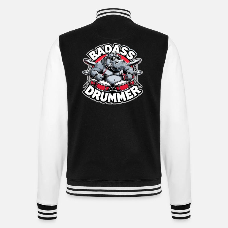 Badass Drummer Hippo Cool Gift - Veste Teddy - noir/blanc
