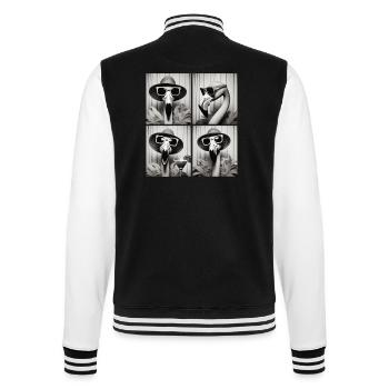 Photo Booth Flamingo – Vintage Fun in Four Poses - College Sweat Jacket - black/white - Back - Marisol (170cm)