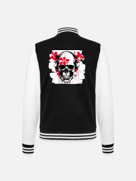 Totenschädel Splash Trash Polka Tattoo - College-Sweatjacke - Schwarz/Weiß