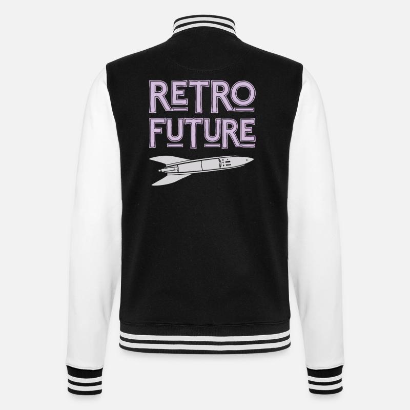 Retro Future Rocket Nostalgia - College Sweat Jacket - black/white