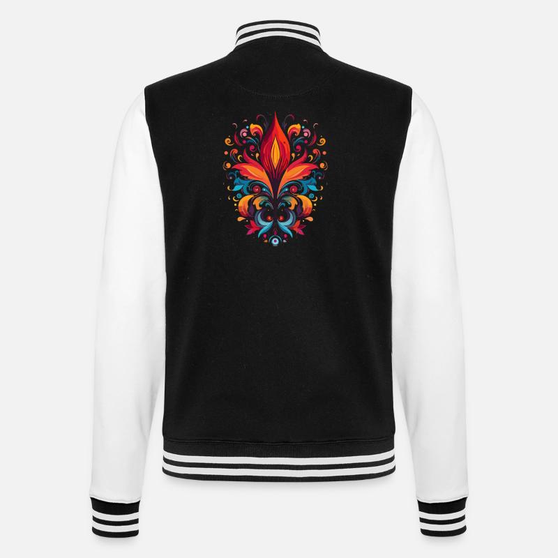 Ornamentblüte - College-Sweatjacke - Schwarz/Weiß