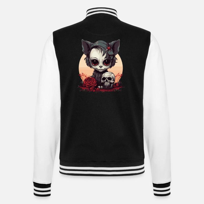 Cute Emo Gothic Kitten - College Sweat Jacket - black/white