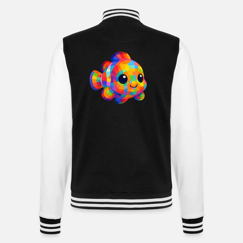 WPAP Polygon Style Animaux Kawaii Bébé Clownfish - Veste Teddy - noir/blanc