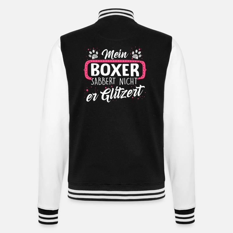 Boxer Hund Hunde Geschenk Glitzer - College-Sweatjacke - Schwarz/Weiß