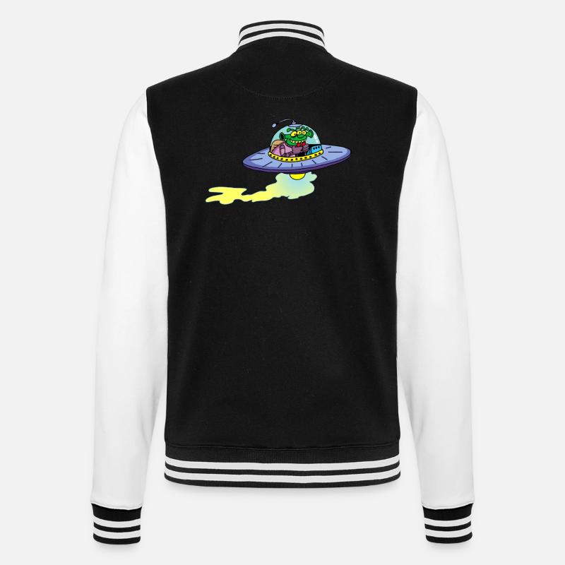 Alien alien spacecraft - College Sweat Jacket - black/white