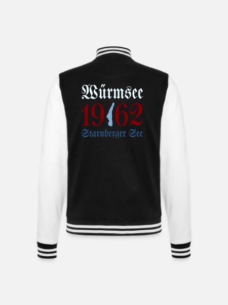 1962 Würmsee - Starnberger See - College-Sweatjacke - Schwarz/Weiß