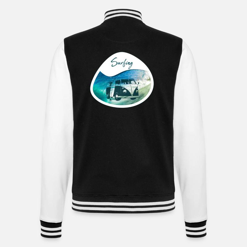Bus de surf - design - Veste Teddy - noir/blanc