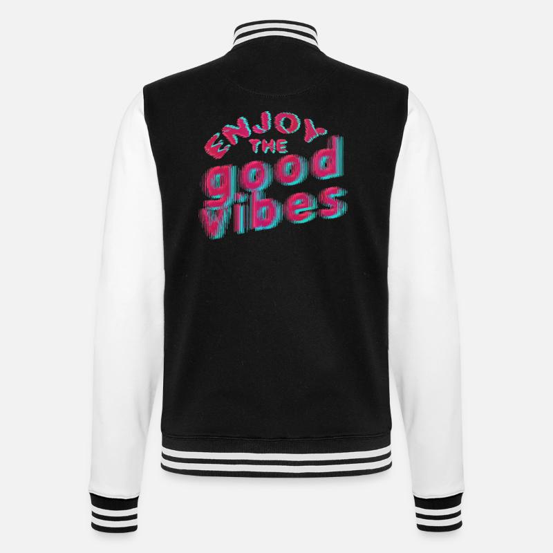 Good Vibes (lettrage) 01 - Veste Teddy - noir/blanc