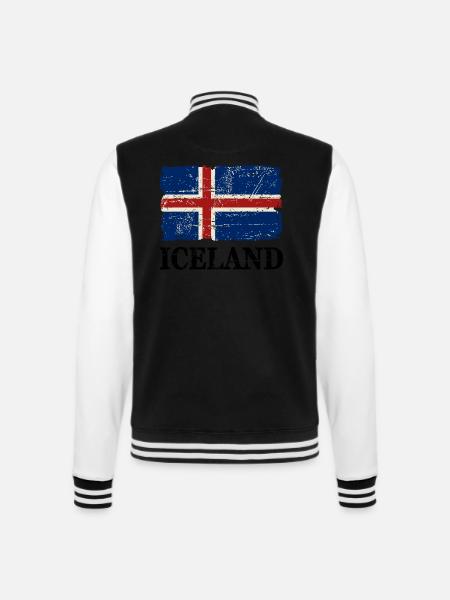 Iceland Flag - Island Flagge - Ísland - College-Sweatjacke - Schwarz/Weiß
