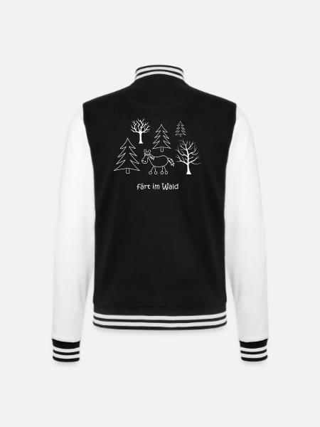 färt im Wald, Pferd mit Rädern im Wald, Bäume Baum - College-Sweatjacke - Schwarz/Weiß