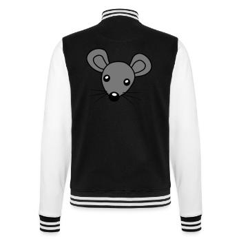 Maus Kopf Clipart - College-Sweatjacke - Schwarz/Weiß - Hinten - Marisol (170cm)
