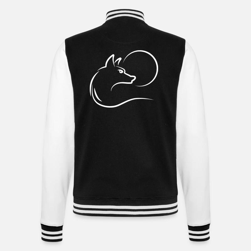 Wolf at full moon - College Sweat Jacket - black/white