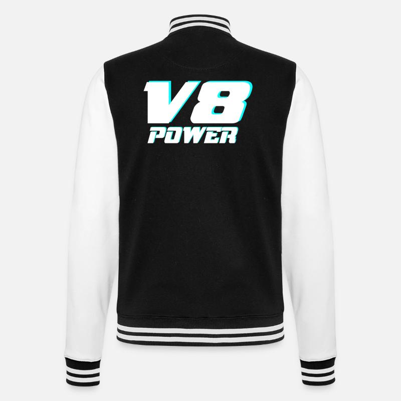 V8 - College-Sweatjacke - Schwarz/Weiß