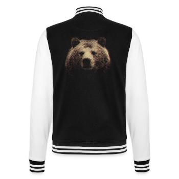 Red Halftone Bear Head - College Sweat Jacket - black/white - Back - Marisol (170cm)