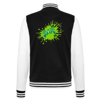 Farbklecks Konsole Retro Controller - College-Sweatjacke - Schwarz/Weiß - Hinten - Marisol (170cm)