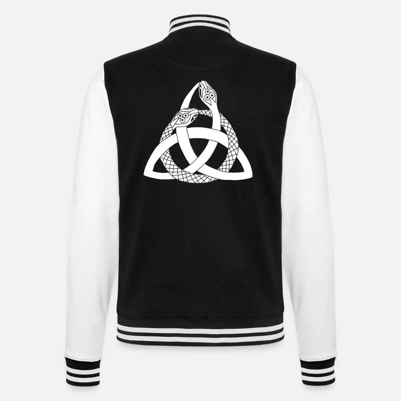 White snakes and Celtic symbol - College Sweat Jacket - black/white