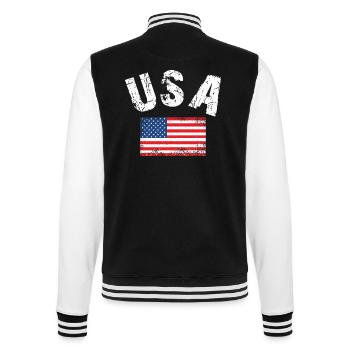 USA Flag - College Sweat Jacket - black/white - Back - Marisol (170cm)