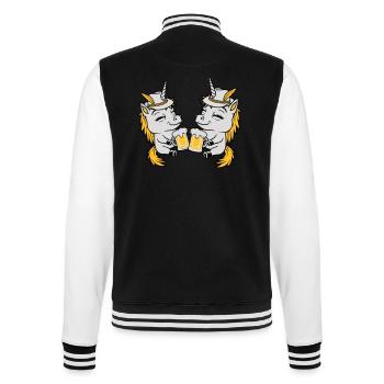 Einhorn Freunde Bier Anstoßen - College-Sweatjacke - Schwarz/Weiß - Hinten - Marisol (170cm)