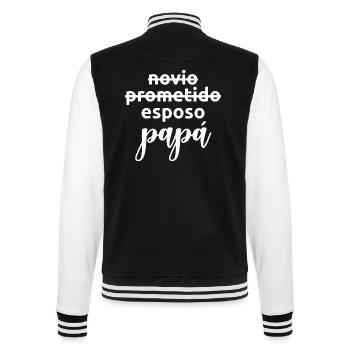 Esposo To Papa Married Men Funny Pregnancy Gift - College Sweat Jacket - black/white - Back - Marisol (170cm)