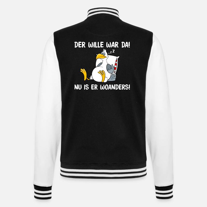 Der Wille war da - College-Sweatjacke - Schwarz/Weiß
