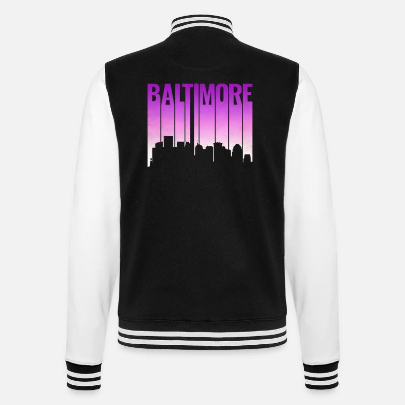 Baltimore Skyline Gradient - College Sweat Jacket - black/white