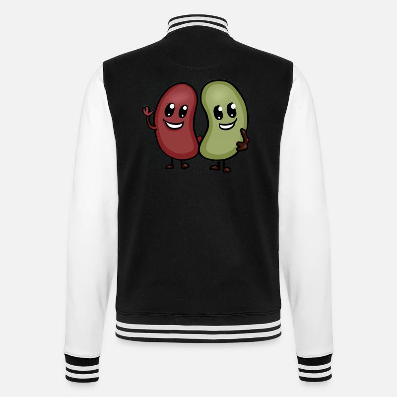 Haricots petits, petits haricots de dessins animés drôles - Veste Teddy - noir/blanc