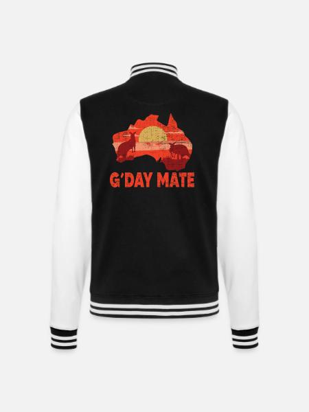 Australia Gday Day Mate Funny Kangaroo Australian - College-Sweatjacke - Schwarz/Weiß
