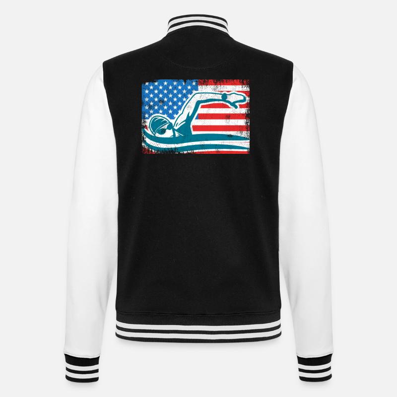 4. Juli Schwimmen - College-Sweatjacke - Schwarz/Weiß