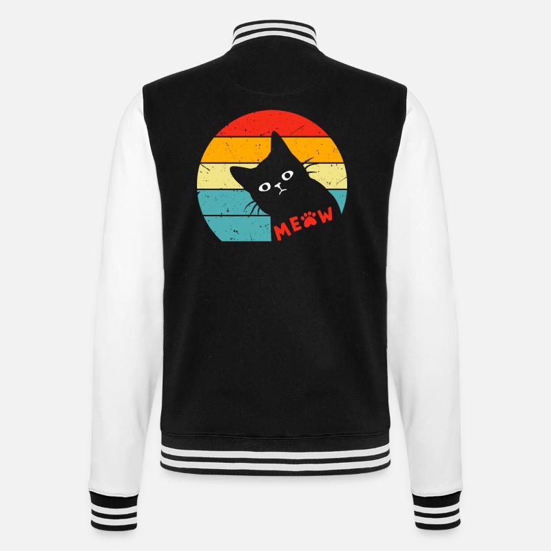 Chat noir rétro 3 - Veste Teddy - noir/blanc
