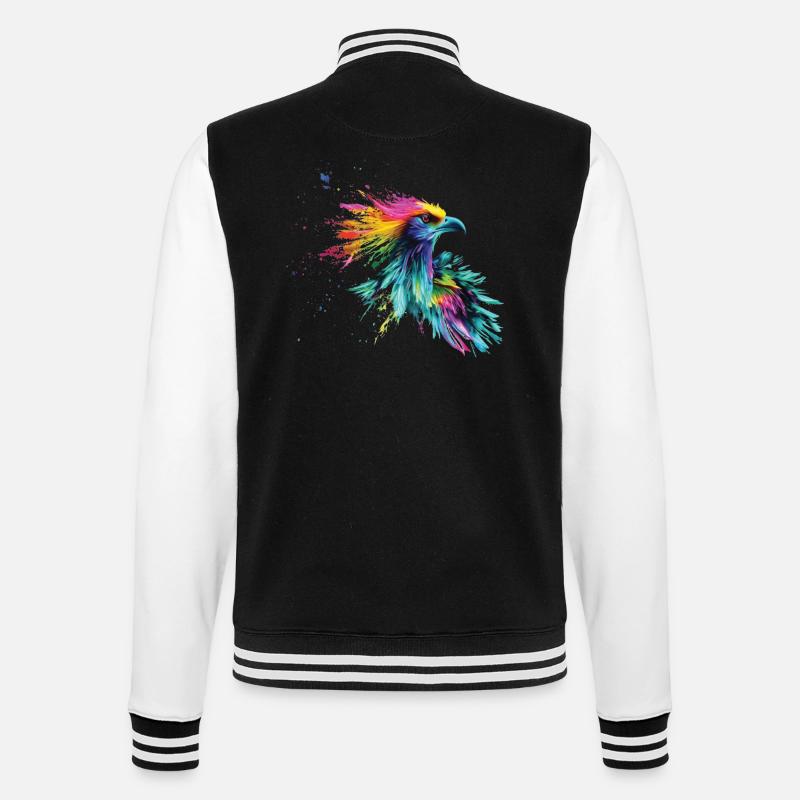 Éclaboussures de couleur colorée d’oiseau - Veste Teddy - noir/blanc