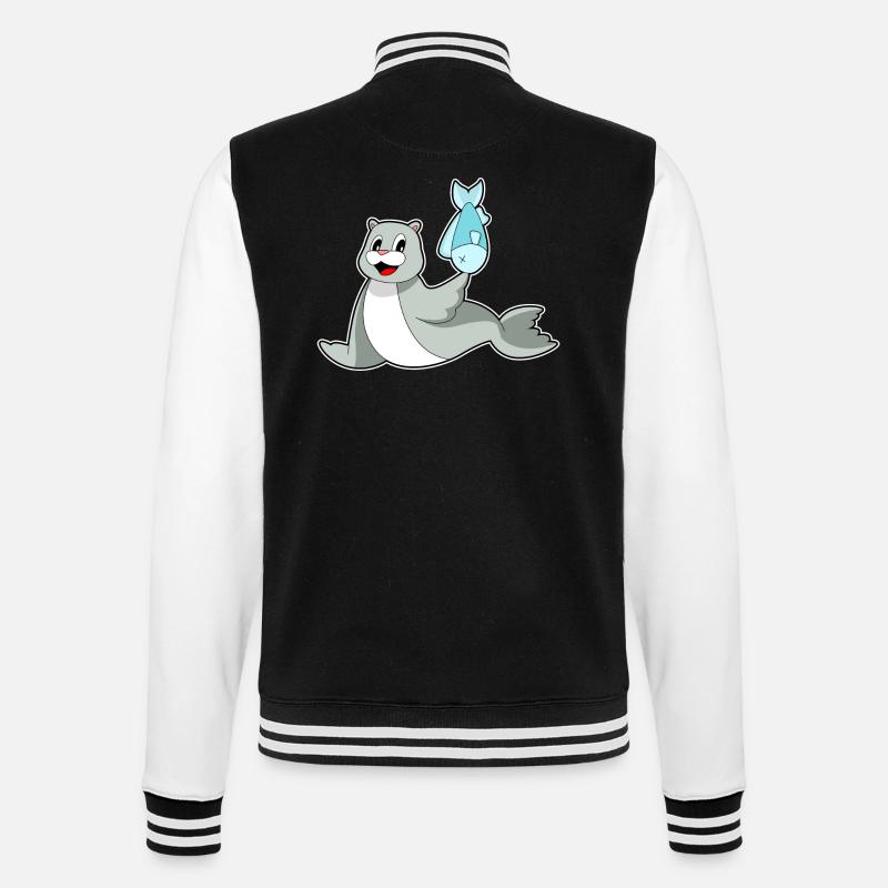 Poisson phoque - Veste Teddy - noir/blanc