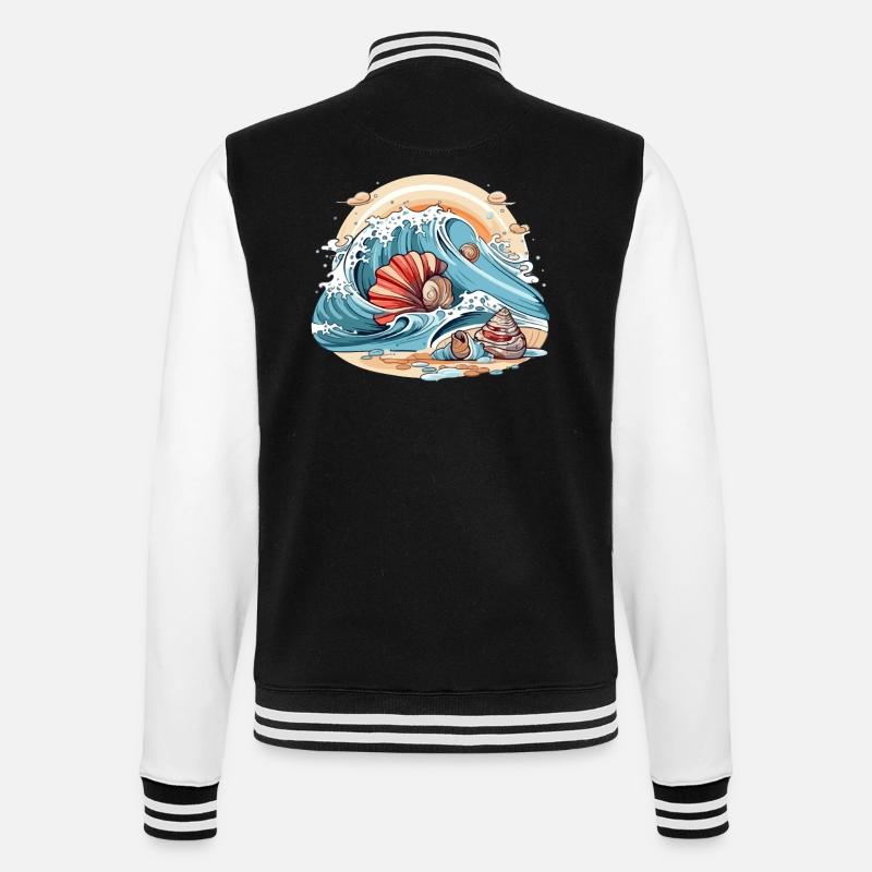 Shells in the waves - College Sweat Jacket - black/white