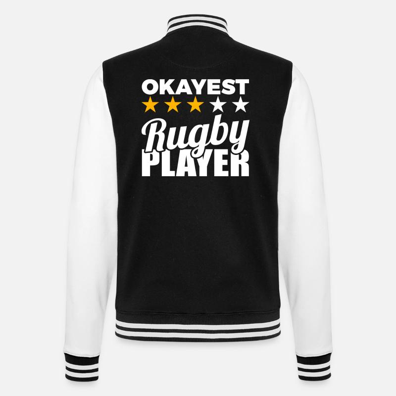 Witziger Rugbyspieler - College-Sweatjacke - Schwarz/Weiß