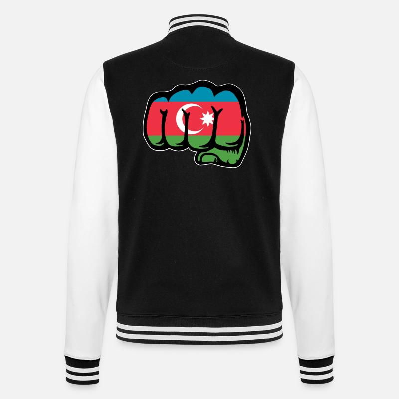 Aserbaidschan Flagge Faust Hand - College-Sweatjacke - Schwarz/Weiß