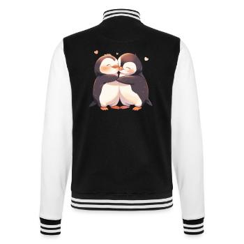 Penguin Heart Love Cute Hug Penguin Love - College Sweat Jacket - black/white - Back - Marisol (170cm)