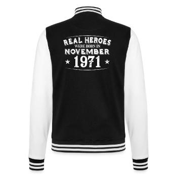 Real Heroes were born in November 1971 Birthday - College Sweat Jacket - black/white - Back - Marisol (170cm)