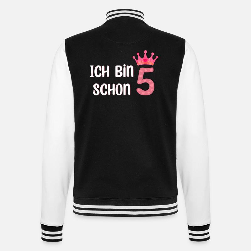 ich bin schon 5 - College-Sweatjacke - Schwarz/Weiß