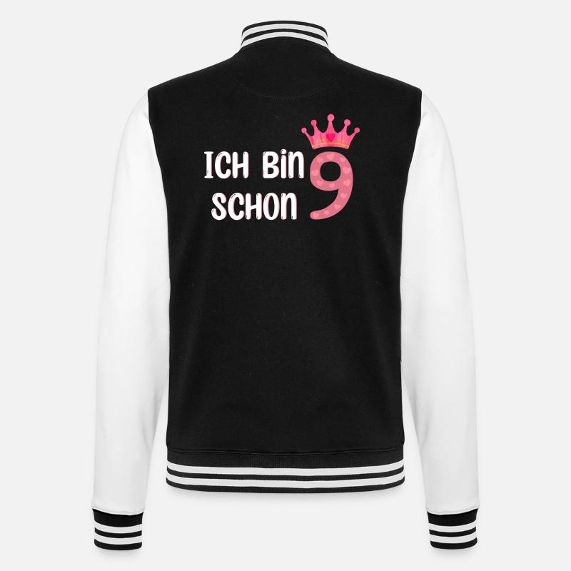 Ich bin schon 9 - College-Sweatjacke - Schwarz/Weiß