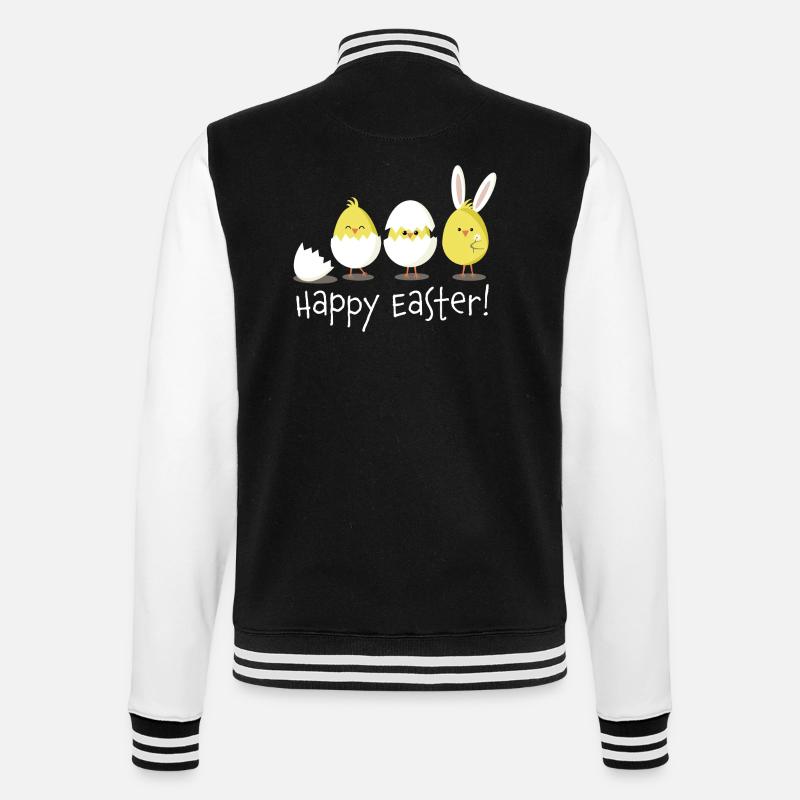 happy easter kücken ei osterei - College-Sweatjacke - Schwarz/Weiß
